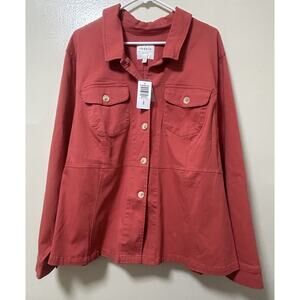 NWT TORRID Women’s Stretch Twill Peplum Utility Jacket Coral Pink - Size 4X/26